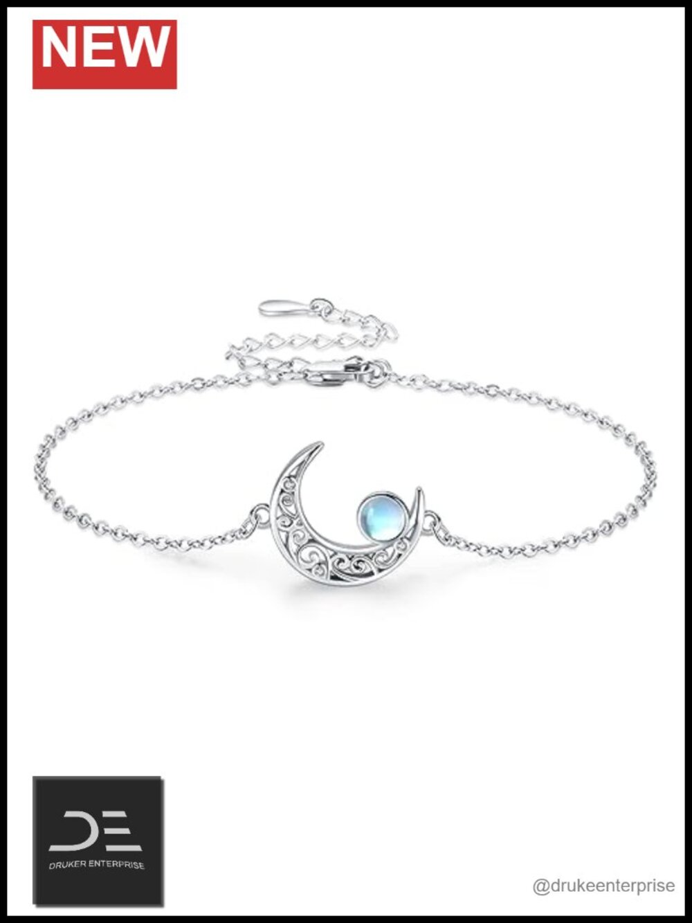 Sterling Silver Celtic Moonstone Bracelet
